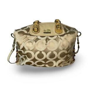 COACH Beige Signature Satchel Bag
